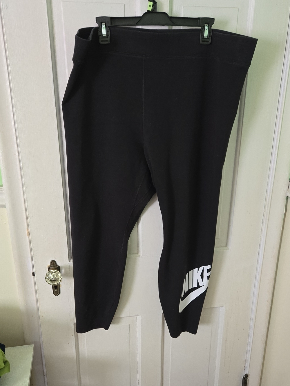 Nike Black Leggings with White Logo Size 2X